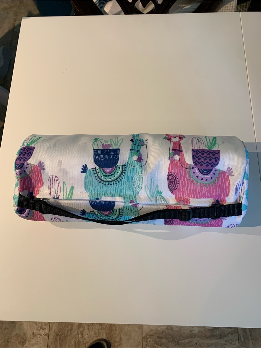 Patterned Llama Print Picnic Blanket with Carry Bag